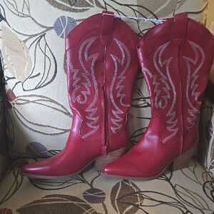 Indigo Scarlet Heeled Cowboy Boots